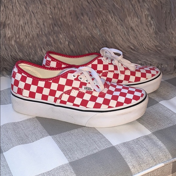 red checkered platform vans